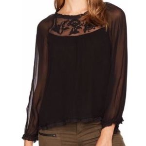 Velvet by Graham & Spencer Lace Inset Peasant Top